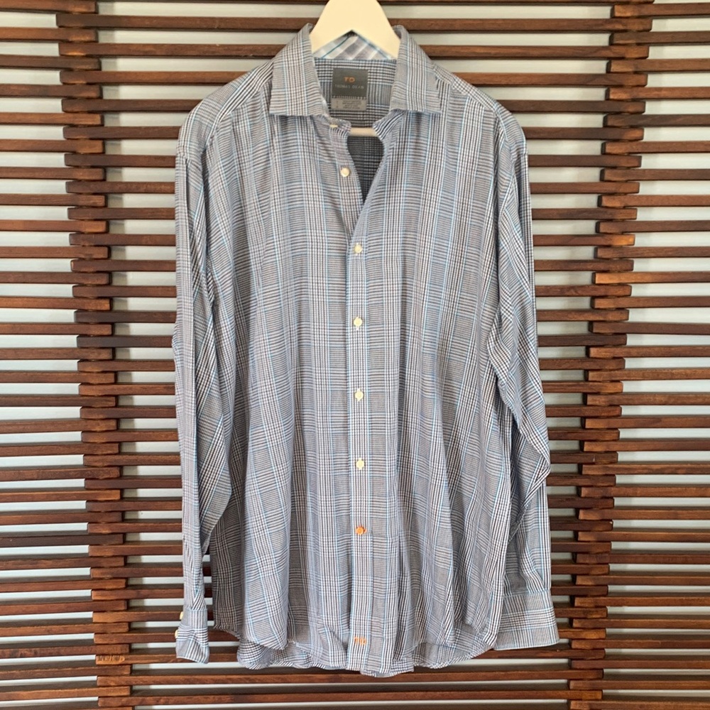 Thomas Dean Men's Checked Dress Shirt